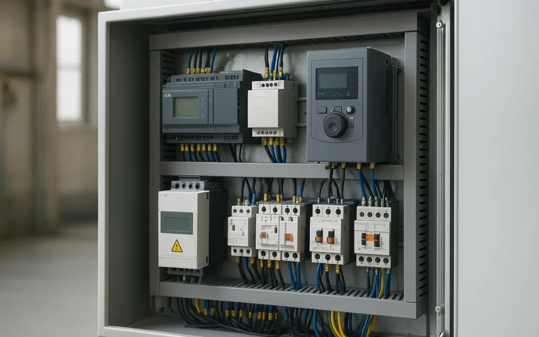 tablero eléctrico con arrancador suave variador y PLC